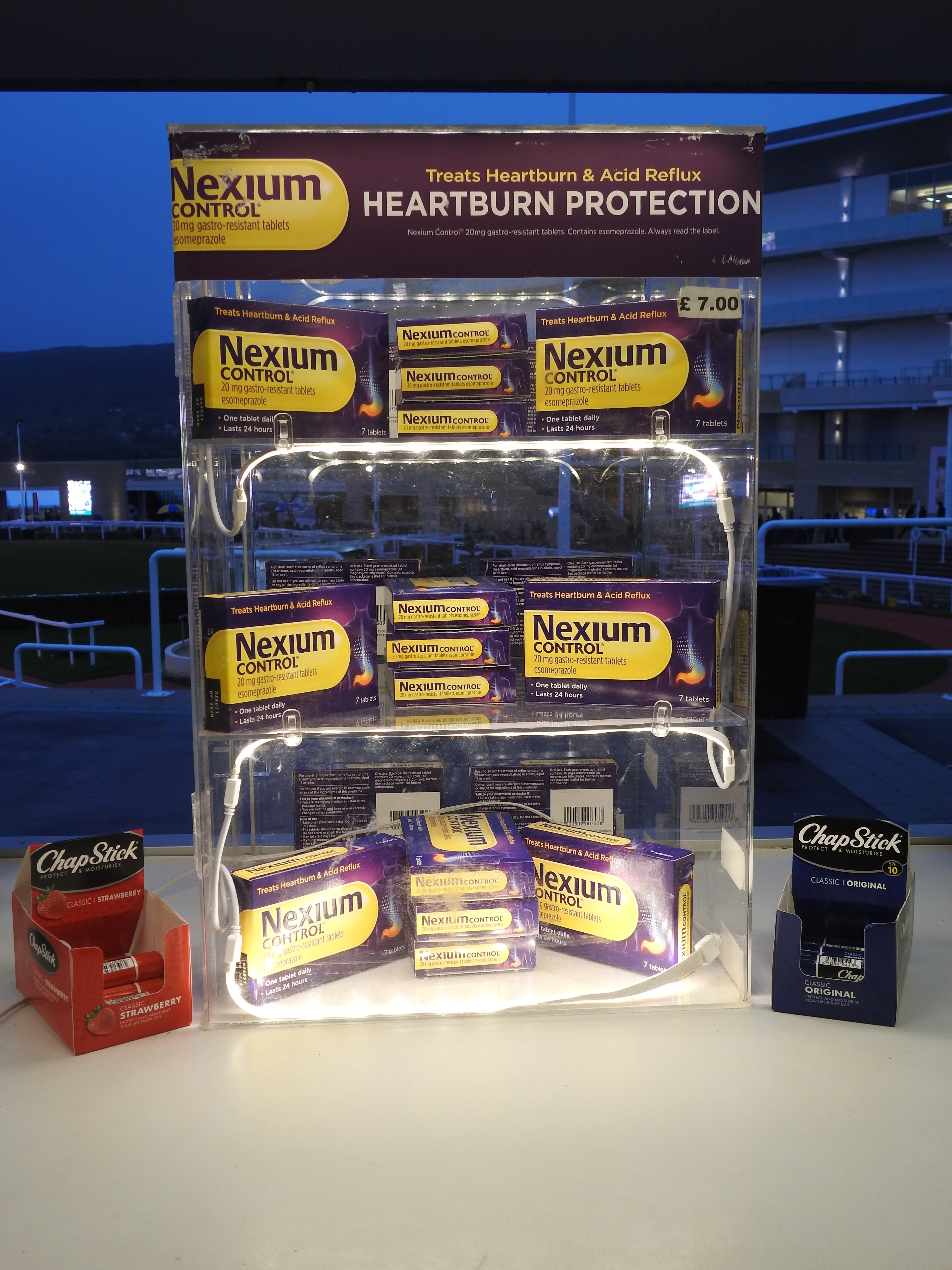 Even at night time, our pharmacy window displays really shine!